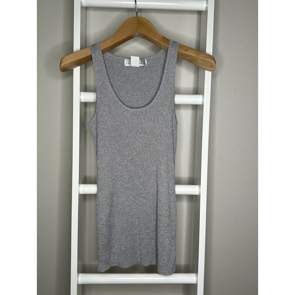 Kelly Renee Tank Womens Small Gray Silver Metallic Knit Racer Back Juniors